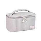 Kosmetiktasche Damen Reisen Toilettenbeutel Tragbare Feste Farbe Kosmetischer Aufbewahrungsbox Pu Leder Kosmetikbeutel-Helles Lila