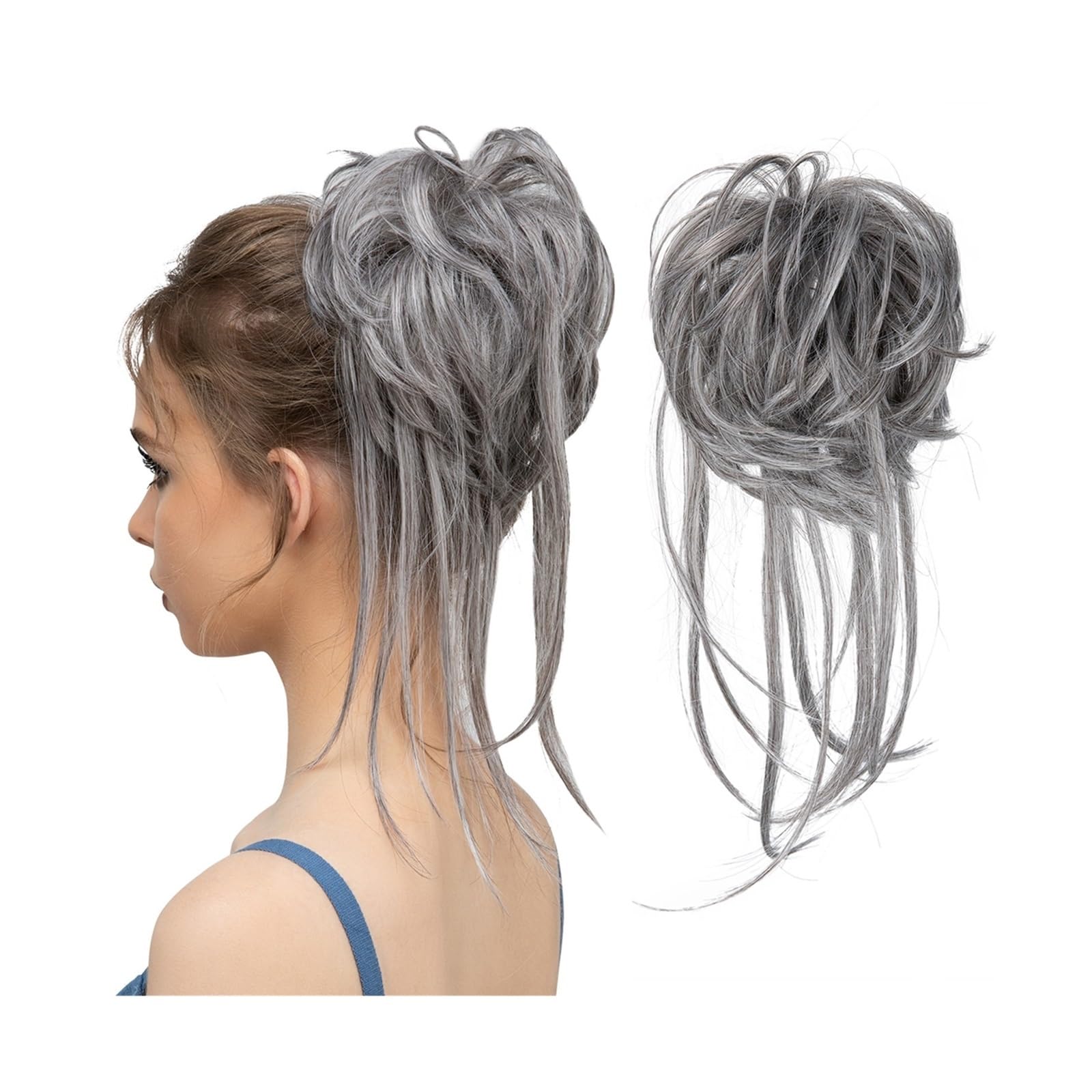 Haarteile Haarknoten Synthetische elastische Messy Bun-Haarteile, lockiges Haargummi, schwarz, blond, braun, Chignon-Band, Hochsteckfrisur, Donut for Frauen, natürliches Kunsthaar Brötchen Haare(6 60B