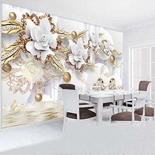 XLMING Schmuck Und Blumen Küche Esszimmer Arbeitszimmer Wohnzimmer TV Hintergrund Wand 3D Tapete-430cm×300cm