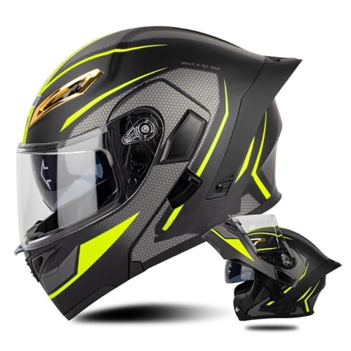 Doppelspiegel Motorradhelm Modularer Klapphelm ECE/DOT Zertifiziert Hochklappbarer Lokomotivhelm Full Face Helm Integralhelme Sturzhelm Mofa Helm Moped-Helm Vollvisierhelm