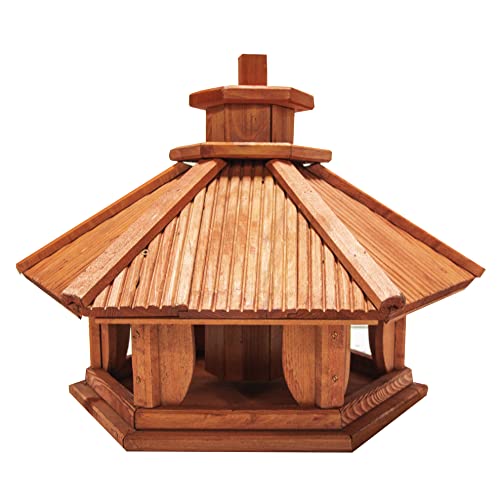 Vogelhaus zum Aufhängen - Vogelfutterhaus ohne Ständer - Futterhaus für Vögel - Vogelhäuser aus Holz - robuster Vogelhäuschen für Garten und Balkon - 42x43,5x38 cm