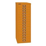 BISLEY MultiDrawer, 39er Serie, DIN A4, 15 Schubladen, Metall, 603 Orange, 38 x 27.9 x 86 cm