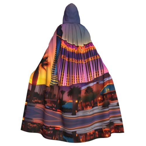 WURTON Las Vegas Sonnenuntergang 1 Druck Elegance Kapuzenumhang für Halloween Karneval Mottopartys Cosplays Erwachsene Unisex