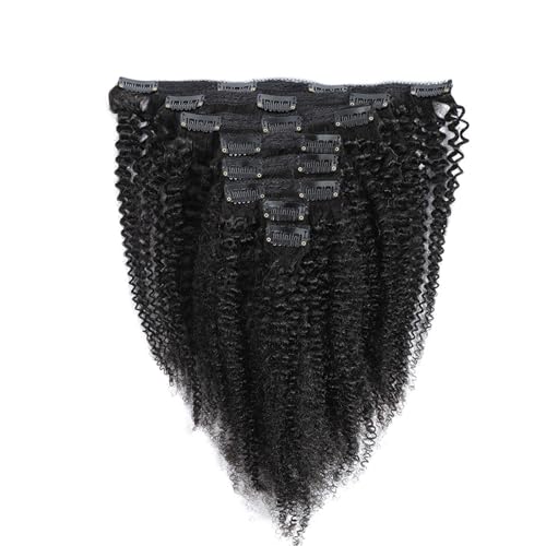 Clip-in-Haarverlängerungen 12-22 Zoll Clip-in-Echthaar-Extensions Jerry Curly Clip-in-Extensions aus echtem Haar for schwarze Frauen, natürliche schwarze Farbe, 100% brasilianische Haarverlängerung,