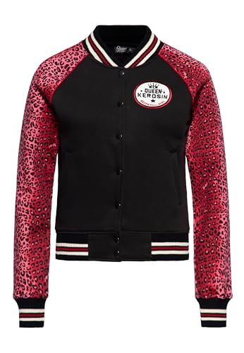 Queen Kerosin Damen College Jacke | Rock'n'roll | Rebel | 1950S | 50S | Rockabilly | Rockabella | Pin-Up | Leopard | Leo | Baseballjacke | Vintage | Retro Rock'n'roll Rebel Queen