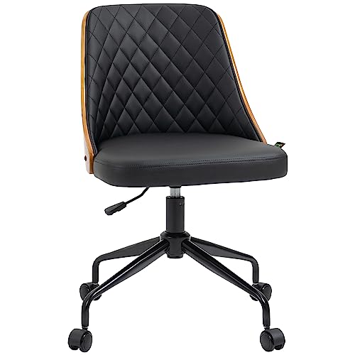 Vinsetto Bürostuhl Schreibtischstuhl Drehstuhl Home-Office-Stuhl höhenverstellbarer ergonomisch 360°-Drehräder Schaumstoff PU Schwarz 48,5 x 54,5 x 81-87 cm