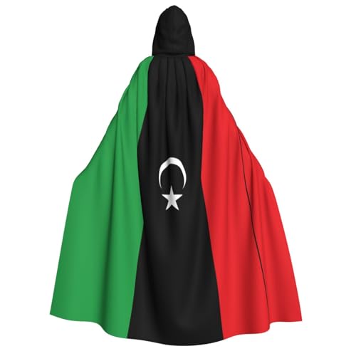 WURTON Kapuzenumhang mit libyscher Flagge, Unisex, für Halloween, Karneval, Cosplay, vielseitig, für Erwachsene