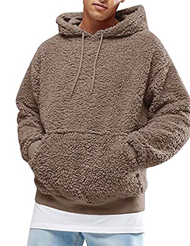 SOMTHRON Pullover Herren Hoodie Herren Kapuzenpullover Plüsch Hoodie Sweatshirt Teddy-Fleece Winter Pulli Warm Lose Pullover mit Taschen CO-2XL