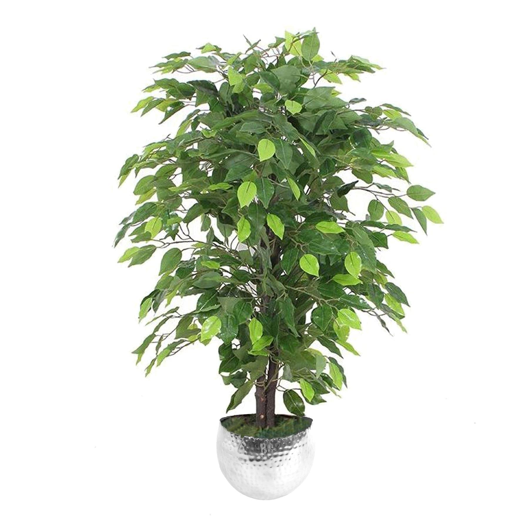 Leaf Design UK Künstliche realistische Topfpflanzen, grün, buschig, Ficus-Silber, 90 cm