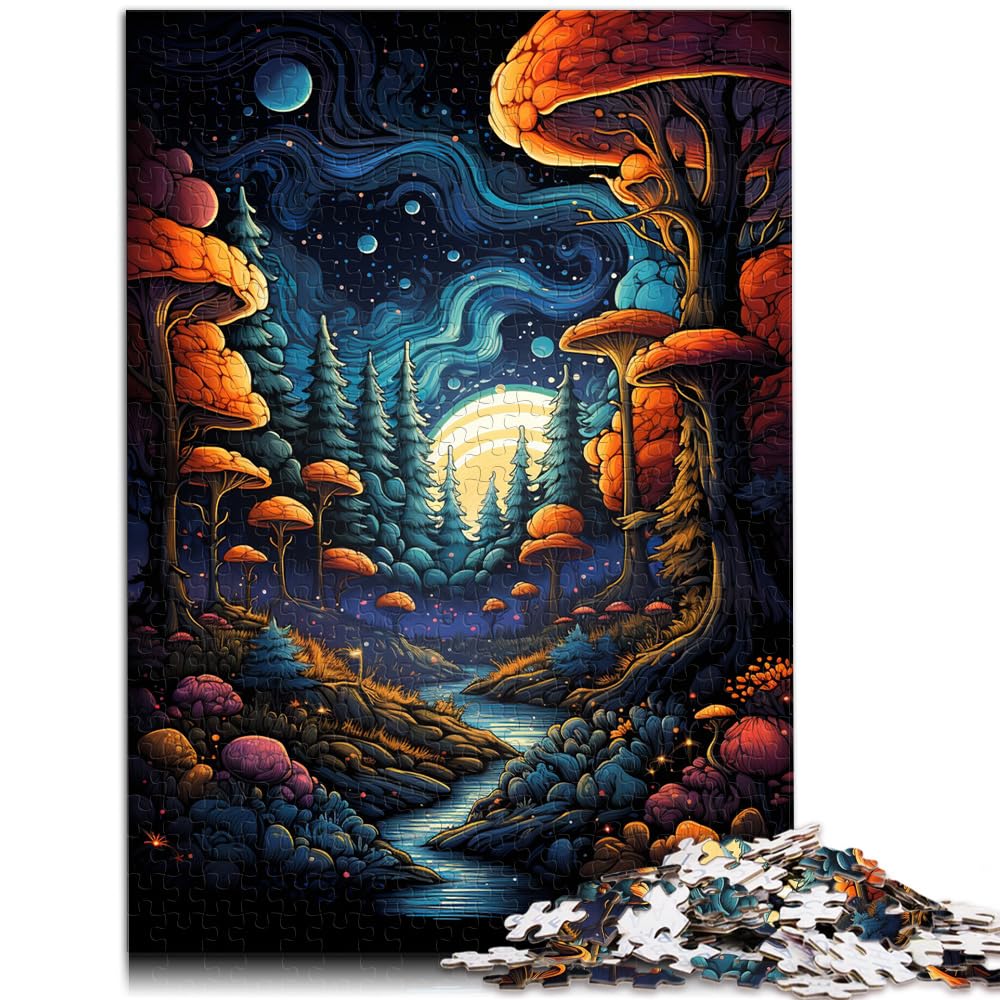 Puzzle für farbenfrohe, psychedelische Nacht, Puzzle 1000 Teile, Holzpuzzle, schwieriges, schweres Puzzle für Frauen und Männer, 1000 Teile (50 x 75 cm)