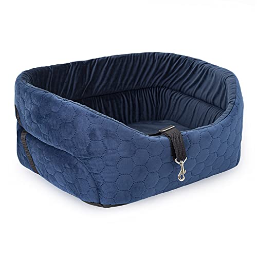 BOUTIQUE ZOO Hunde Autositz Universal Waschbar Abriebfest, Autositz Hund für Vordersitz, Beifahrersitz, Rückbank, Hundebett Hundetasche, S: 39 cm x 32 cm, Blau - Wildlederimitat