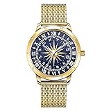 THOMAS SABO Damen Damenuhr Glam Spirit Astrouhr blau Edelstahl, Edelstahl Gelbgoldfarben WA0352-264-209