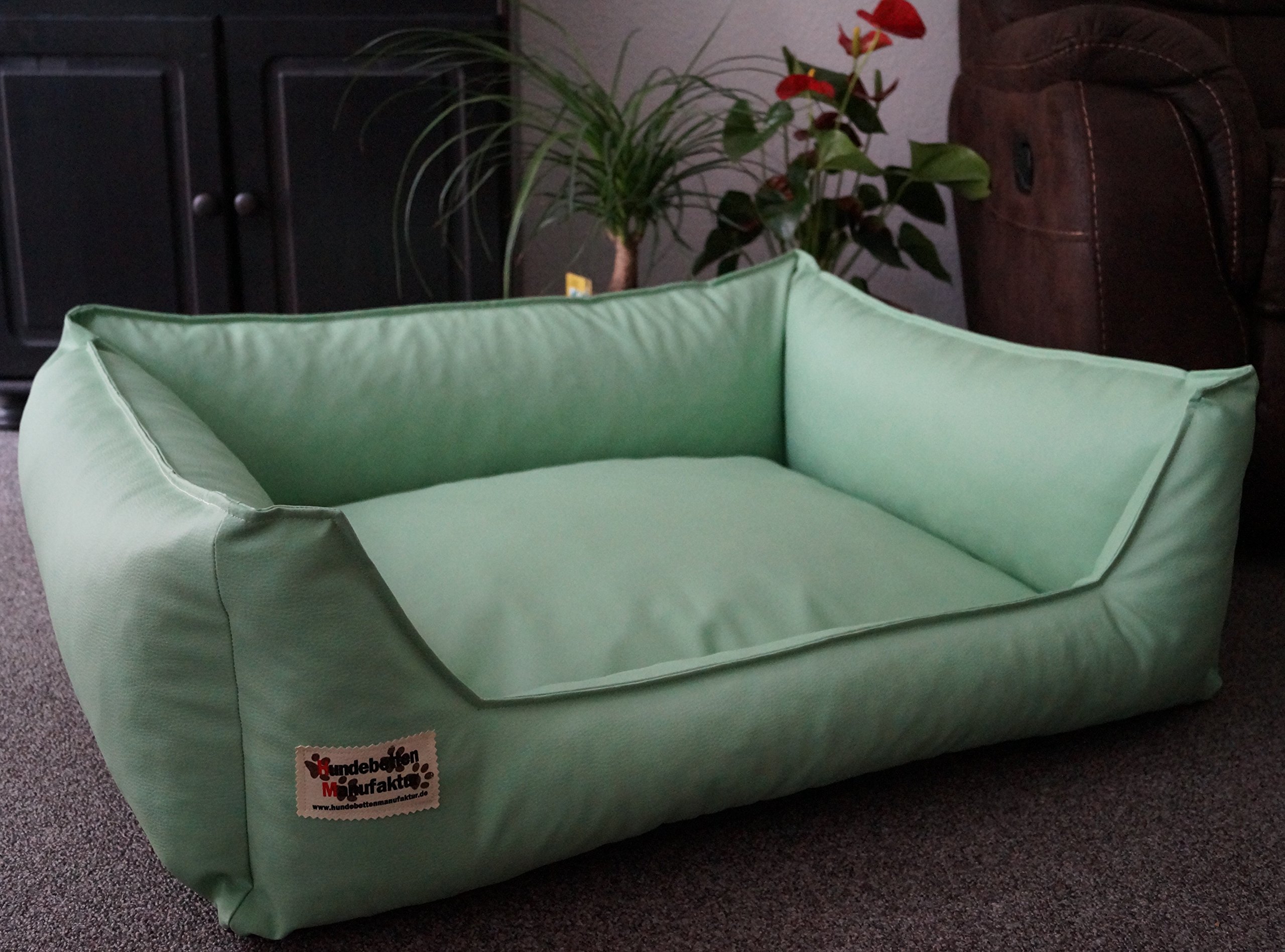 Hundebett Hundesofa Schlafplatz Kunstleder Acceso Farbe und Größe wählbar von XS bis XXL (110 cm X 85 cm, mintgrün)