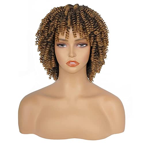 Perücke Afro Kinky Curly Kurze lockige Afro-Perücken für schwarze Frauen Weiche und natürliche Kinky Curly Perücke Klebstofflose synthetische Perücke mit Pony