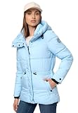 MARIKOO Damen Winter Jacke gesteppte Winterjacke Stepp warm B947 [B947-Akum-Baby-Blue-Gr.L]