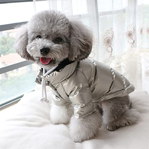 DHGTEP Hundemantel Gesteppte Jacke für Winter, Warme Baumwolle Hundekleidung mit Beinen Winddicht Helle Farben Hundejacken für Kleine Mittlere Hunde (Farbe : Silver, Größe : S)