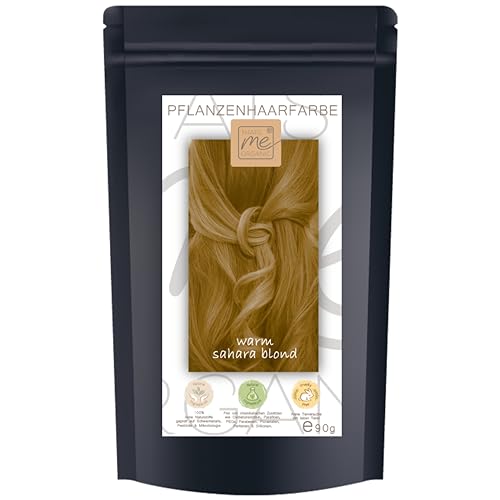 Pflanzenhaarfarbe in versch. Farben "warm sahara blond" SET inkl. Handschuhe, Abdeckhaube & Shampoo ohne Chemie Haarfarbe vom Naturfrisör | 130g by Thats me organic® (warm sahara blond)