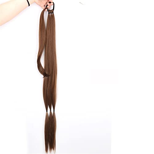 Pferdeschwanz Haarteil Elastisches Band for Frauen, synthetische lange geflochtene Pferdeschwanz-Haarverlängerungen, 85 cm, natürliches blondes Geflecht, Pferdeschwanz mit Haaren Pferdeschwanz Haarver