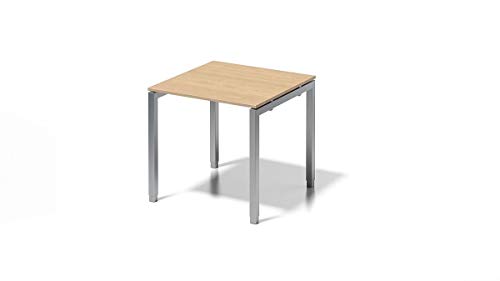 Bisley Cito Schreibtisch, 650-850 mm höheneinstellbares U, H 19 x B 800 x T 800 mm, Dekor ahorn, Gestell Silber, Metall, Mp355, 80 x 80 x 85 cm