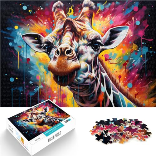 Puzzles Lernspiele Buntes psychedelisches Giraffengemälde Puzzles 1000-teiliges Holzpuzzle Anspruchsvolles, schwieriges Puzzle 1000 Teile (50 x 75 cm)