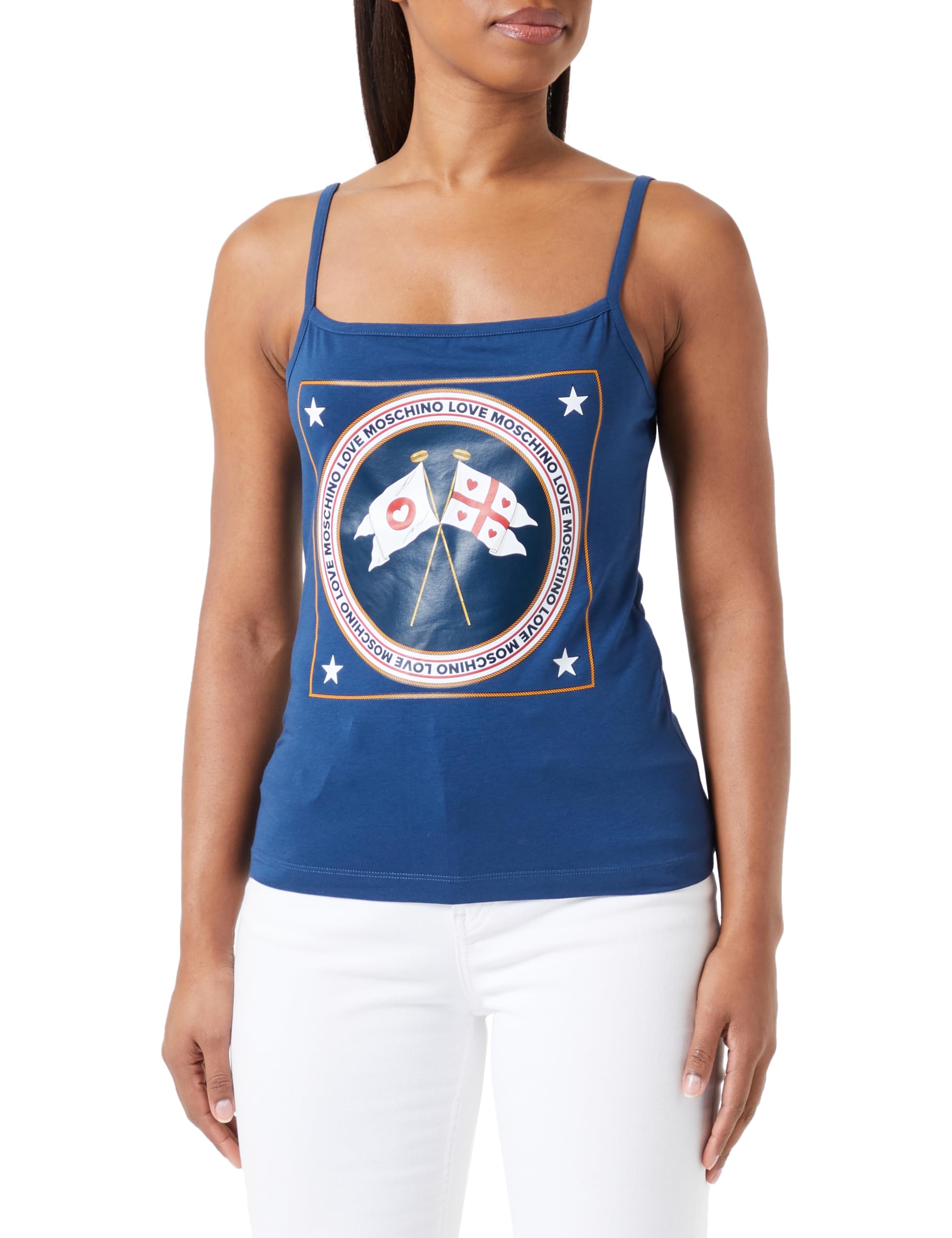 Love Moschino Women's Tight fit Tank Top, Blue, 46