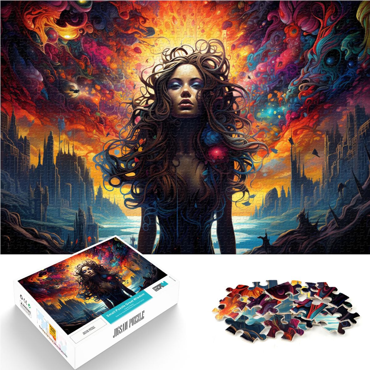 Puzzle, Lernspiele, Farbige Fantasiefrauen-Kunstpuzzles für Erwachsene, 1000 Teile, Holzpuzzle, Dekomprimieren, intellektuelles Lernspielzeug, 1000 Teile (50 x 75 cm)