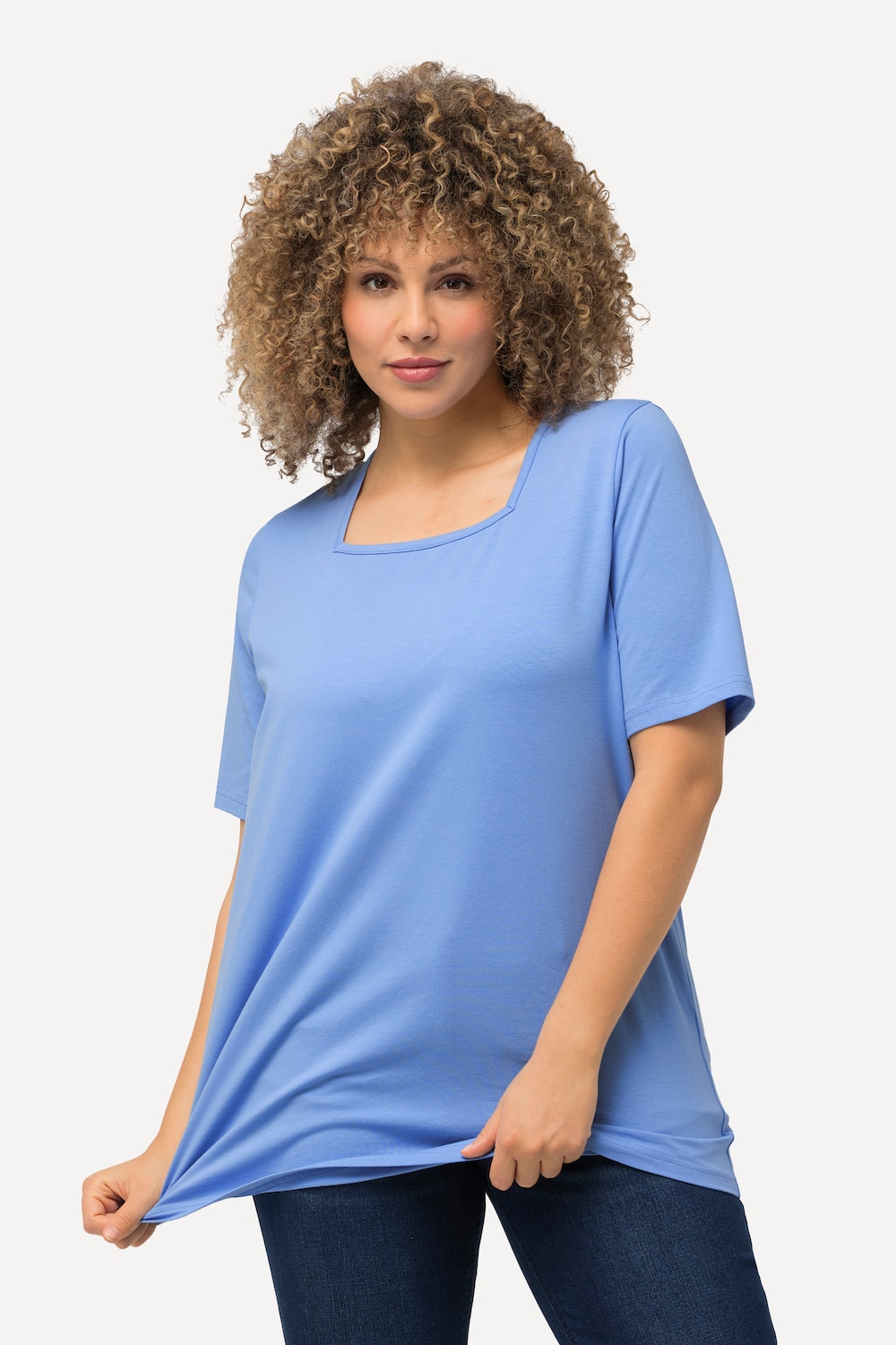 Große Größen T-Shirt, Damen, blau, Größe: 62/64, Baumwolle, Ulla Popken