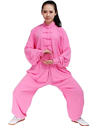 SCDXJ Tai Chi Kleidung Baumwolle Seide Männer und Frauen Praxis Kleidung Kampfsport Kleidung, Pink - rose - Größe: Large