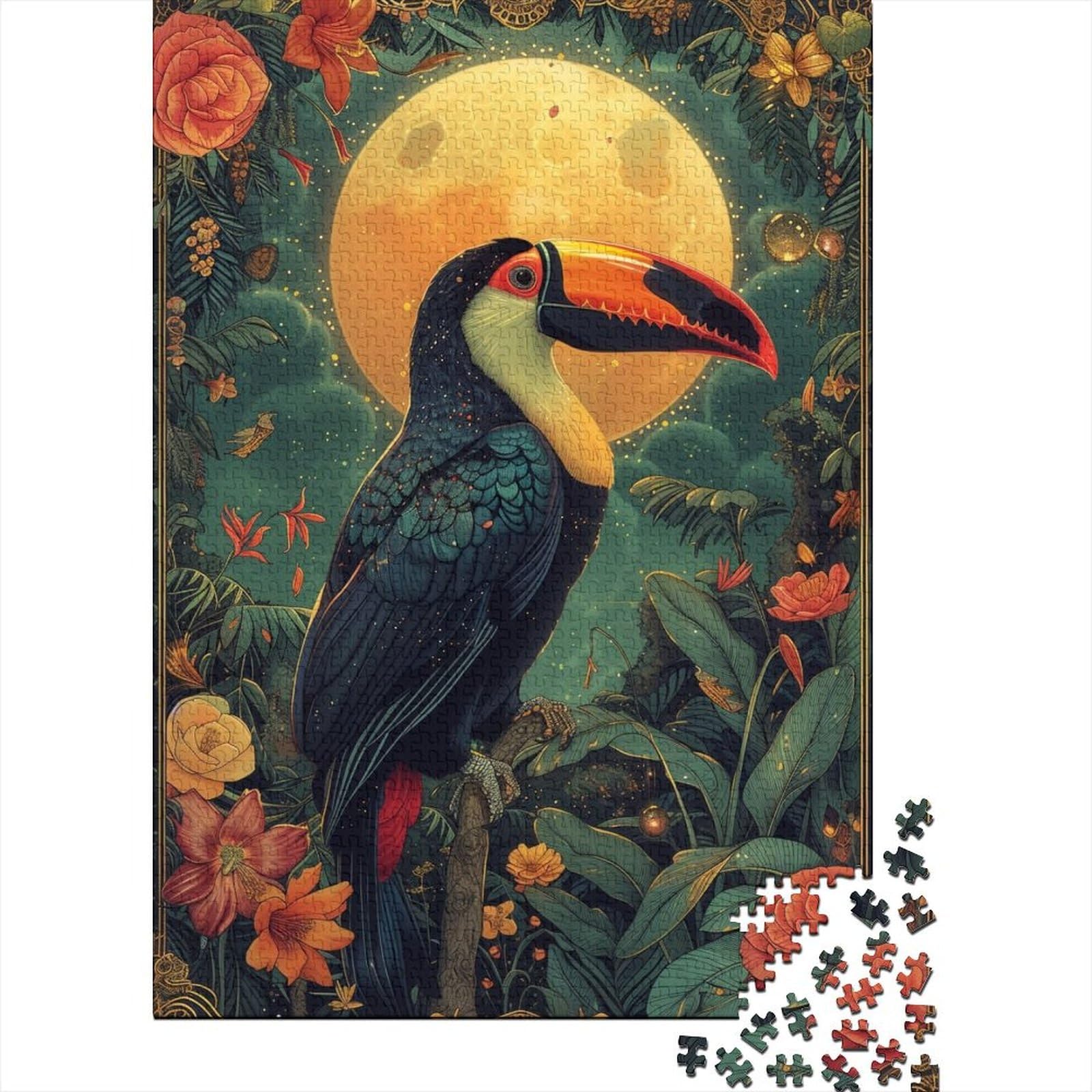 Bunte Tukan-Puzzles für Erwachsene und Teenager. Kunst-Puzzles für Erwachsene, 500 Teile, Holz-Puzzles für Erwachsene und Teenager 20,47x14,96 Zoll