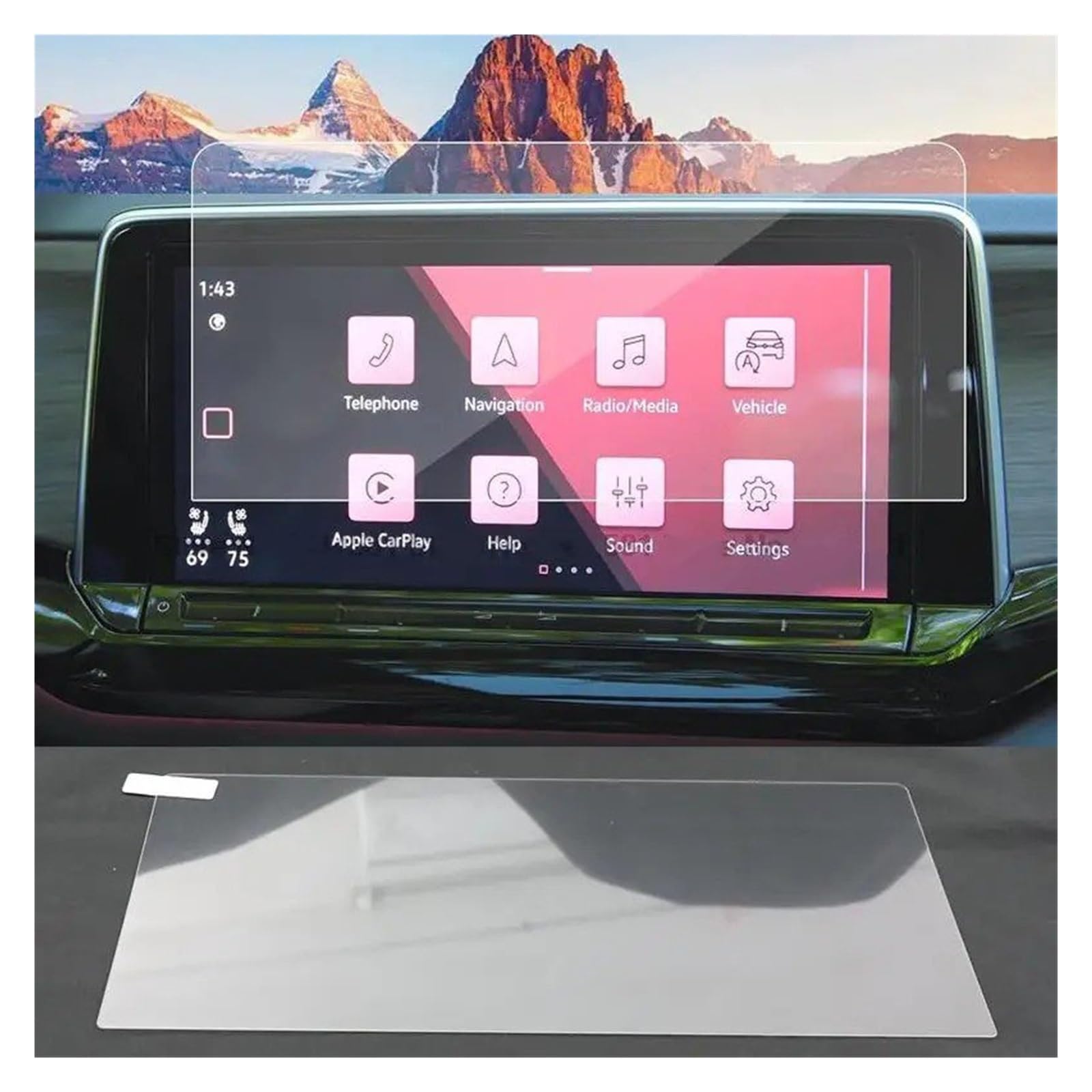 Für VW Für Atlas 2024 12 Zoll Infotainmentsystem Auto GPS Navigation Radio Bildschirm Gehärtetes Glas Displayschutzfolie Navigation Schutzfolie Navigations-Displayschutz