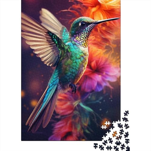 Tierkolibri-Holzpuzzle für Teenager, Kunstpuzzle für Erwachsene, 1000 Teile, Lernspielzeug, Familienspiele, 75 x 50 cm