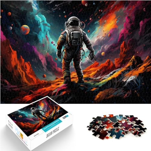 Puzzle für farbenfrohe, psychedelische, galaktische Astronauten, 1000-teiliges Puzzle für Erwachsene, Holzpuzzle, schwieriges, schweres Puzzle, 1000 Teile (50 x 75 cm)