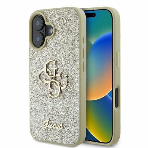 CG Mobile Guess GUHCP16SHG4SGD Hülle für iPhone 16 6.1" golden hardcase Fixed Glitter Big 4G