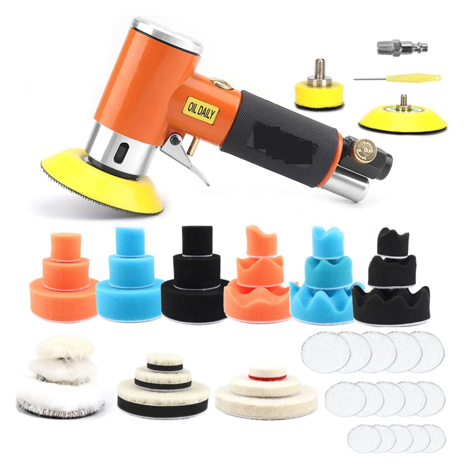 Poliermaschine mit variabler Geschwindigkeit Pneumatische Polierschleifmaschine 2 Zoll 3 Zoll Mini Orbital Air Sander Air Tools Buffer Dual Action Orbital Polierer for Auto für Schleifen und Polieren