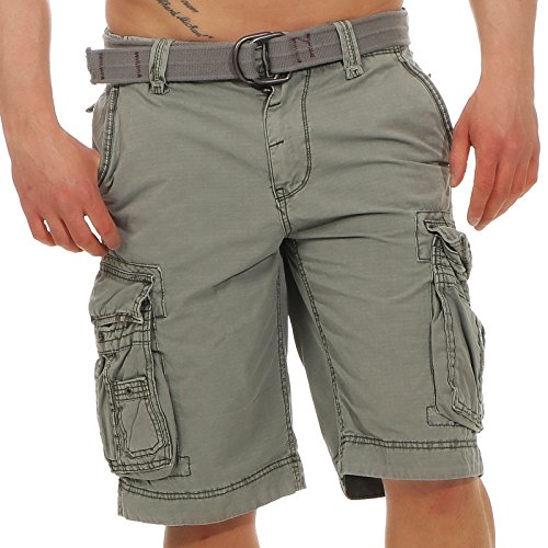 Jet Lag Herren Cargo Shorts Take Off 8 (18) Kurze Hose mit großen Seitentaschen Moon Mist W36