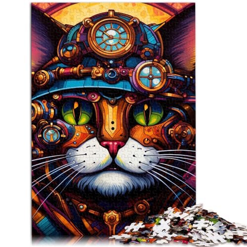 Puzzlespiel „Futuristische Katze“, 1000 Teile, Holzpuzzle, Lernpuzzle, jedes Teil ist einzigartig – anspruchsvolles, unterhaltsames Spiel für die ganze Familie (50 x 75 cm)