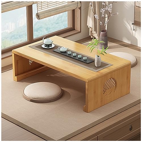 PetterShop Japanischer Boden Niedriger Tisch, Tatami Tee Tisch, Couchtisch, Klappdesign, Für Wohnzimmer, Esszimmer, Tee, Wohndekoration (Color : Log Color, S : 100x50x31cm)