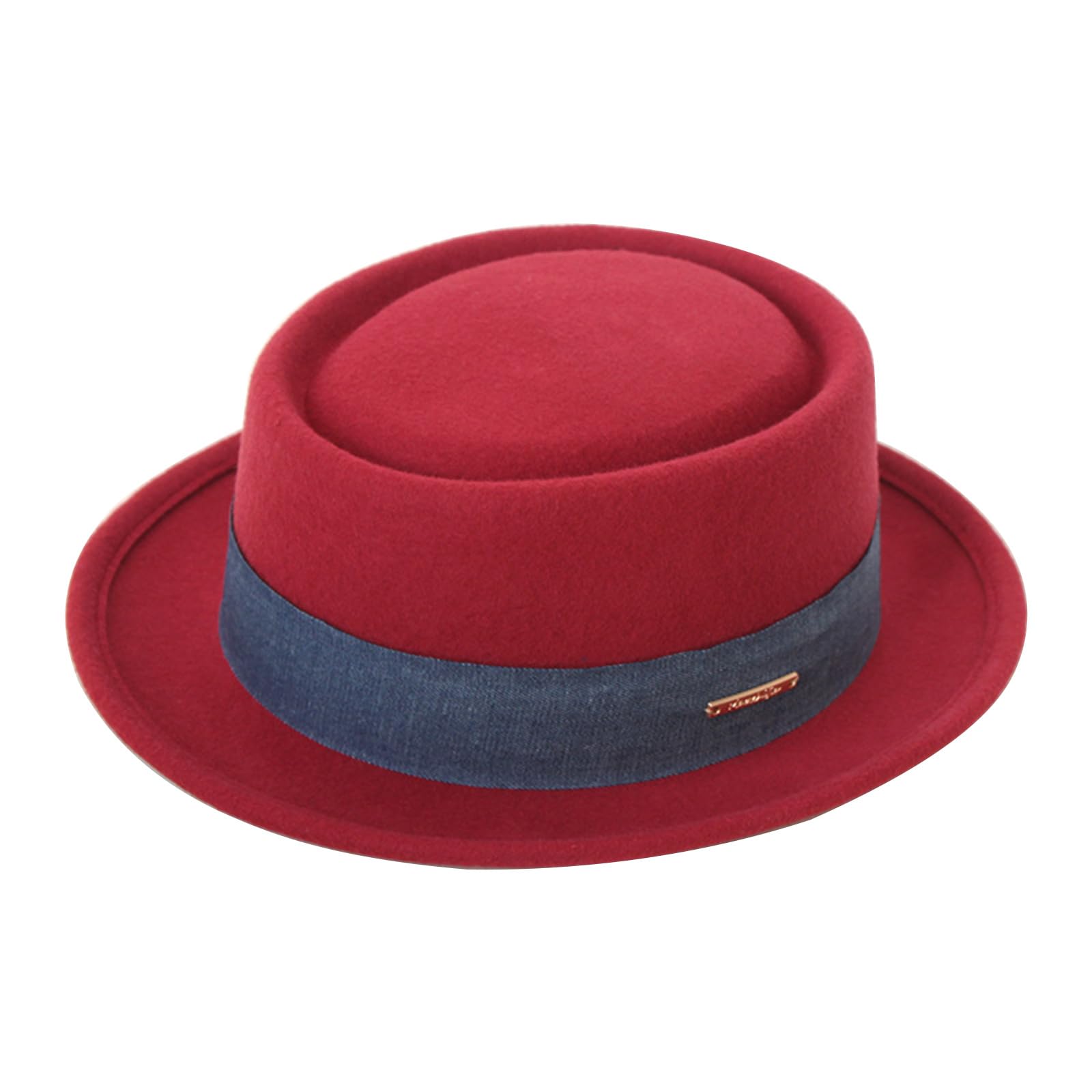 MEELYHOME Vintage-Fedora-Mütze für Erwachsene, Partyhut mit Gürtel, Cosplay-Kostüm, Rollkrempe, flacher Hut, Hippie-Kappe, Bühnenrequisiten, Kopfbedeckung, Mode, Cosplay, Party-Accessoire