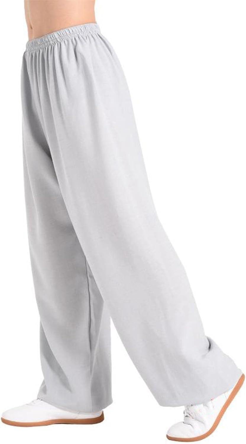 Kampfsport-Tai-Chi-Trainingshose für Herren und Damen, Tai-Chi-Hose, chinesisches Kung-Fu, Qigong, Shaolin, Pumphose mit weitem Bein, elegante Uniform, Kung-Fu-Hose, Yoga-Hose, Jogginghose,grey-M