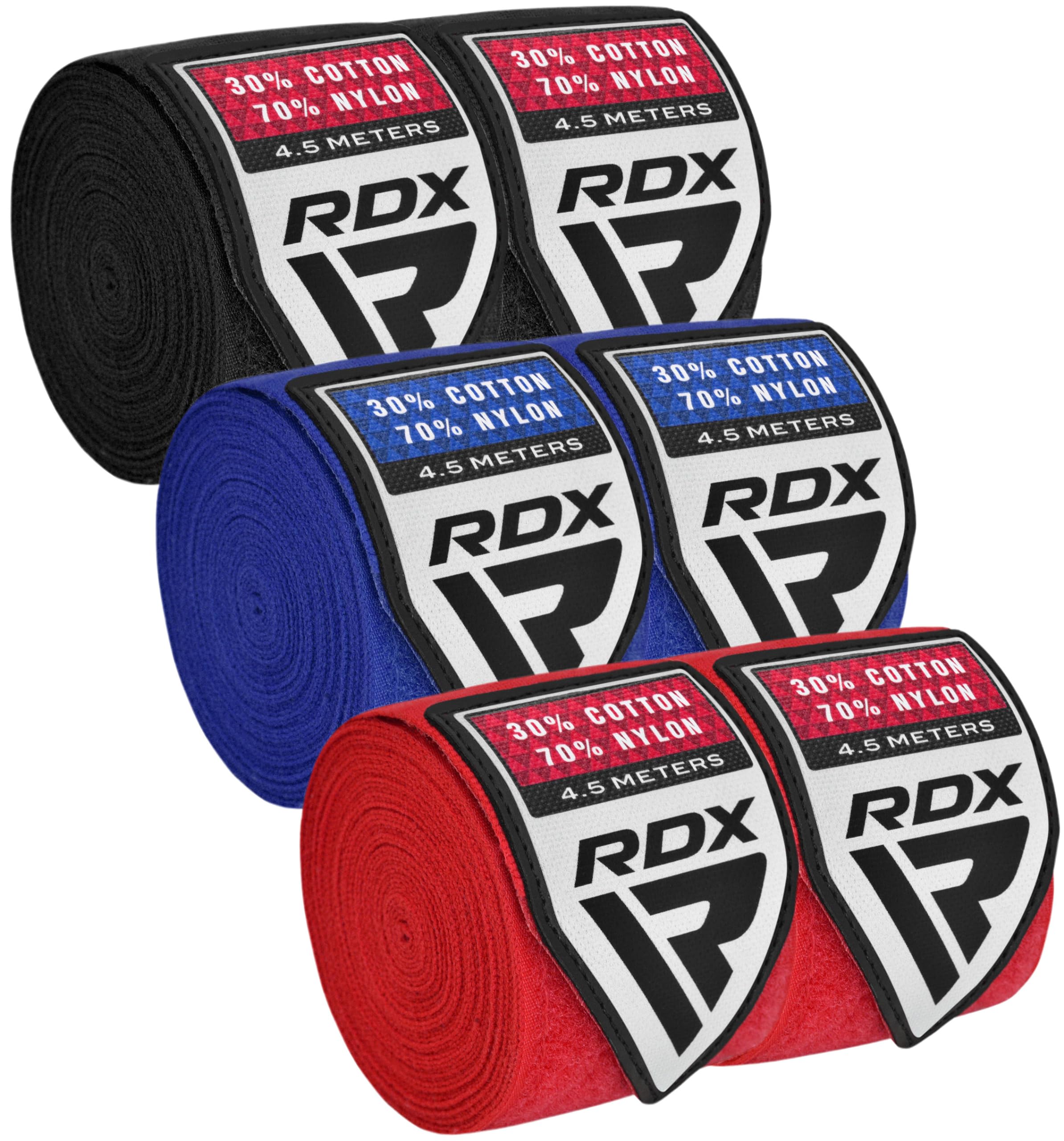 RDX 4.5m Profi Boxbandagen Boxen MMA Muay Thai, Elastisch Handbandagen Mit Daumenschlaufe, Lang Innenhandschuhe Baumwolle, Kickboxen Thaiboxen Boxsack Punchingbälle Training, Hand Wraps Manner Damen