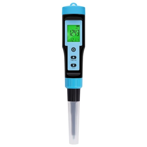 Fcuajdkq Lebensmittel-PH-Meter, 0,00–14,00 PH, Hochpräziser Temperatur-PH-Tester, Sensor, Säureanalysator für Fleisch, Konserven, Käse, Teig, Wasser, Langlebig, Einfach zu Verwenden A