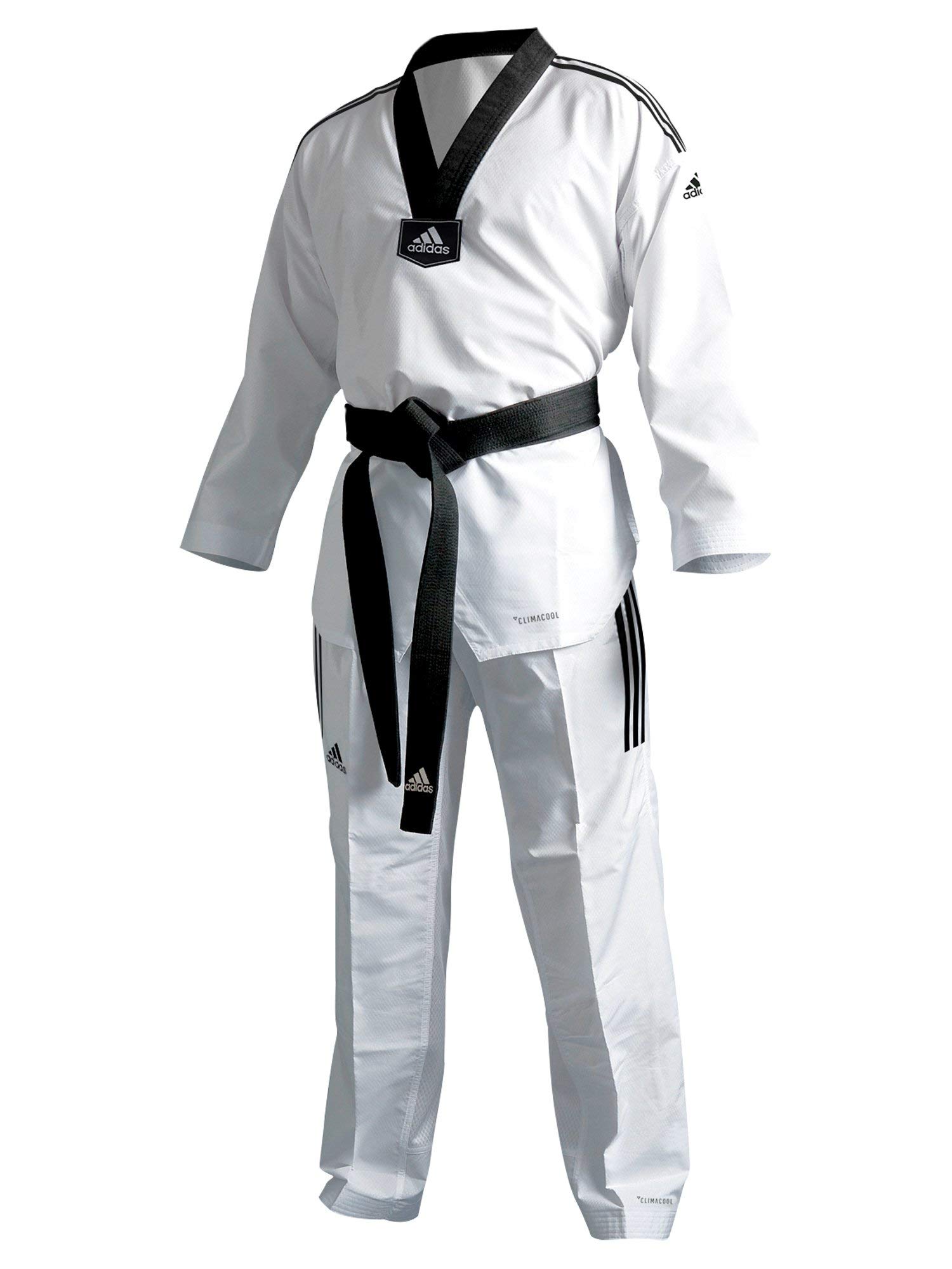 adidas Taekwondoanzug, adi Fighter Eco mit Streifen, schwarzes Revers (150)