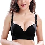 LoriEr Damen Nahtloser Push Up BH Mit Gepolstert Plunge Bügel Vollschalen BHS Gemoldete Cups Große Größe Vollschalen mit zusätzlichen BH-Verlängerungen Black 110B