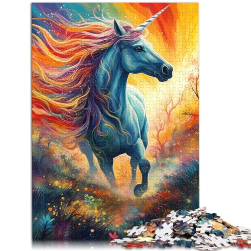 Spielgeschenk Puzzle Einhorn Pferd Fantasie 1000 Puzzles für Erwachsene Holzpuzzles Schwierige schwere Puzzles für Frauen Männer 1000 Teile (50x75cm)