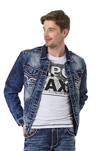 Cipo & Baxx Herren Jeans Jacke Denim Freizeitjacke Kontrastnähte CJ279 Blau XXL