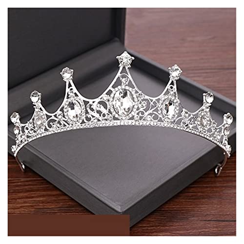 AIHEDOUJ Strass Braut Tiaras und Krone Hochzeit Haarschmuck Brautkrone Silber Farbe Hochzeit Kristall Tiara Kopfschmuck (Größe: 23) Stirnbänder (Größe: 27)