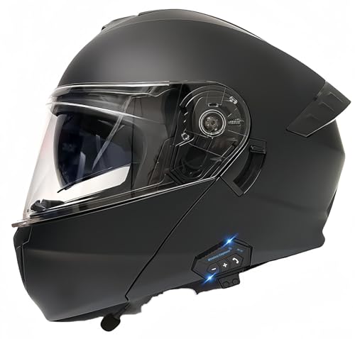 Modularer Integrierter Bluetooth-Motorradhelm, ECE-Zugelassener Herren-Rollerhelm, Integrierter Motorradhelm Mit Doppelvisier, Für Erwachsene Männer Und Frauen P,M57-58CM