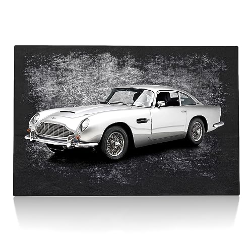 CanvasArts Aston Martin DB5 - Leinwand Bild auf Keilrahmen - James Bond Oldtimer Leinwandbild Wandbild Modern Grunge 007 (100 x 70 cm, Leinwand auf Keilrahmen)