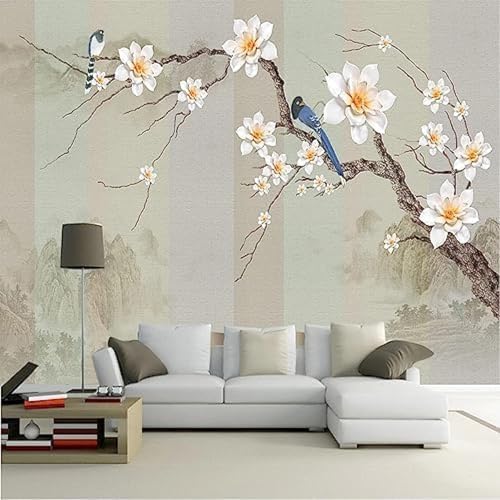 XLMING Blume Einfach Elegant Landschaft Vogel Und Blume 3D Tapete Wohnzimmer Sofa Schlafzimmer Esszimmer Home Dekoration Wand-250cm×170cm