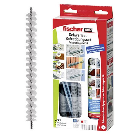 Fischer 97807 Schwerlast-Befestigungsset 300 T SBS Set M 10, Multifunktionsmörtel + Gewindestange + Siebhülse + Statikmischer + Bürste